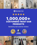 Home So product marketing image with various shower setups, featuring the message "1,000,000+ customers trust our products".