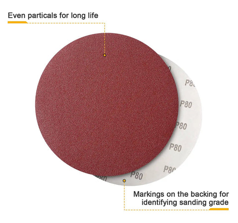 12 Inch Sanding Discs Set With 60 Pieces Grits 80 100 120 180 240 400 Aluminum Oxide Self Stick Adhesive Discs for orbital sanders