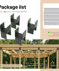 Image showing Four Pack 4x4 Post Pergola Brackets For Wood Deck Mounting Built To Last Gazebos Carports Steel Powder Coated Black