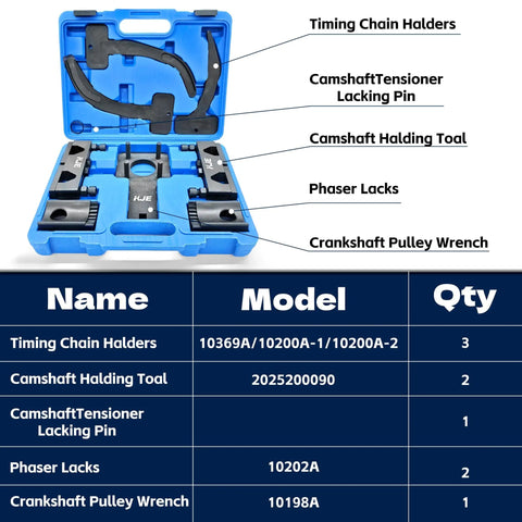 Pro Grade Camshaft Phaser Timing Chain Tool Kit For 3.6L Pentastar V6 Engines 2011 To 2019 Chrysler Dodge Jeep 9 Piece Set open case