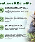NemaKnights Slow Release Nematodes For Pest Control Kill Fungus Gnats Thrips And Whiteflies With Easy Shake On Granules features