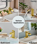 Waterfall Spout Single Handle Bathroom Faucet For 1 Hole Sink With Ultra Wide Water Flow Sleek Modern RV Lavatory Vanity Tap