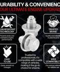 Magnetic Engine Oil Drain Plug M12 X 1.25MM Stainless Steel Fits Infiniti, Lexus, Nissan, Toyota With Aluminum Crush Washer, image showing plug features.