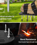 Lawn Aerator Shoes With Adjustable Straps And Heavy Duty Spikes For Quick Grass Aeration In Any Yard Or Garden Secure Fit Stable Steps Easy To Wear Durable Build One Size Fits All Black shown with close-up of metal spikes.