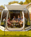 Big Pop Up Screen Tent 10x9.2 Ft With Awning Portable Gazebo For Four To Eight People used for backyard gathering