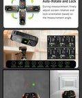 Pro Grade Dual Laser Measuring Tool ZC SG60 with Green Laser 393 Feet Bidirectional Range 196 Feet Unidirectional One Sixteenth Inch Accuracy Readings Time Saving Distance Meter for DIY Construction and Contract Jobs, shown in hand