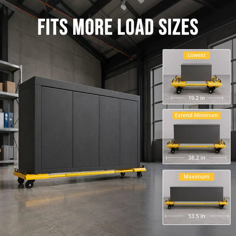 Heavy-Duty Moving Dolly For Appliances And Furniture, 2000 Lb Capacity, Adjustable 6 To 46 Inches, Built For Easy Material Handling And Reducing Lifting And Dragging On Heavy Loads with cabinet