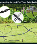 50 Feet 1/2 Inch Drip Irrigation Tubing Main Line Hose For Garden Watering System layout and connectors in lawn setup