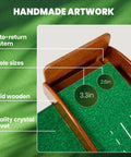 Cool Indoor Outdoor Putting Mat With Automatic Ball Return Handcrafted Wood Base Crystal Velvet Surface Non Slip Back