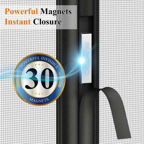 Double-Sided Magnetic Screen Door Fits 32x80 Inch Doors Left Or Right Opening Scratch-Proof Polyester Pet Friendly