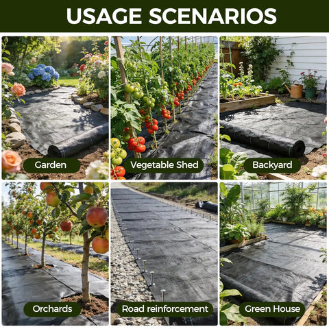 Heavy Duty Weed Blocker Landscape Fabric 3ft By 50ft Polypropylene Geotextile Ground Cover installed in gardens and greenhouses