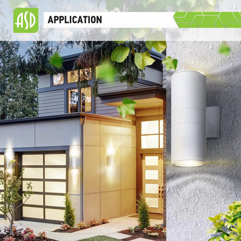 Round Outdoor Wall Cylinder Up And Down Light Fixture With 2x E26 Sockets 60W 120V White Finish ETL Listed by a modern house