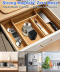 Magnetic Measuring Cups And Spoons Set For Kitchen Use With Nesting Design And Readable Measurements in an open drawer