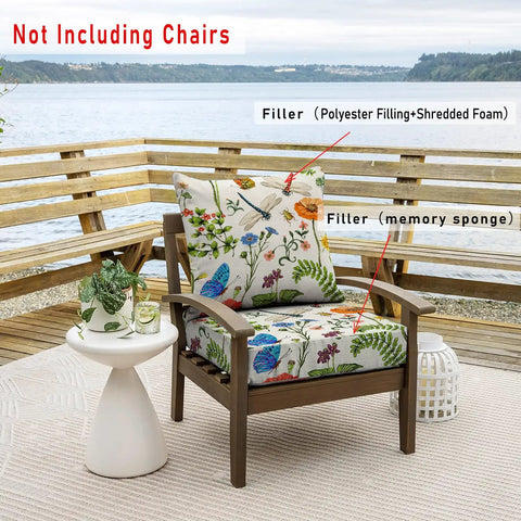 Outdoor Chair Cushions For Patio Furniture 24X24 Deep Seat Set With Removable Covers UV Resistant Waterproof Cushions