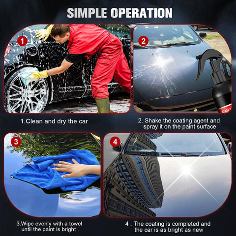 Nano Car Spray 2 Pack For Scratch Repair And Car Wax, Quick Scratch Remover And Fix, step-by-step application on car surface