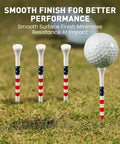 Wood Golf Tees Set In 2 3/4 Inch And 3 1/4 Inch Sizes, Durable Bamboo Tees With Bright Stripes In USA Flag Edition on grass