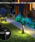 Low Voltage Outdoor LED RGBW Landscape Lights 12V 8W, 400LM Smart Path Lights illuminating a garden walkway at night.