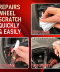 Premium Gloss Black Rim Touch Up Paint For Nixing Curb Rash And Heavy Scratches On Alloy Wheels application steps.