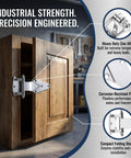 Rock Solid Zinc Alloy Cold Storage Door Hinges Heavy Duty Freezer Hinge Replacement For Walk In Cooler And Industrial Refrigeration 2 Pack shown on a wooden cabinet.