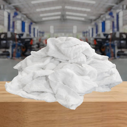 Premium White Terry Cloth Rags For Garage, Shop And Housekeeping, Ultra Absorbent Cotton Towels, Heavy Duty Cleaning Rags