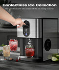 Countertop Nugget Ice Maker With 44 Lbs Per Day Output, Self Cleaning, One Touch Operation in kitchen setting, silver.