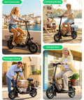Electric Scooter With Seat For Adults 550W Motor Foldable Commuter Ride Up To 19 MPH Top Speed And 20 Mile Range 12 Inch Pneumatic Tires Pet Basket Carry Bag Black used for errands