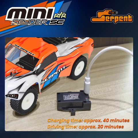 Mini Spyder One Twenty Fourth Scale Off Road RC Truck Ready To Run With Two Point Four Gigahertz Radio, charging view