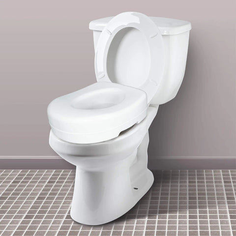 Built Tough White Toilet Seat Riser Adds Five Inch Height For Seniors Providing Extra Comfy Support 300 Pound Weight Limit With Sure Grip No Slip Base Universal Fit Fits Like A Glove