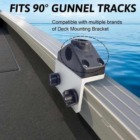 Universal Versatrack 90 Degree Aluminum Track Bracket For Boat Gunnels, Fits Tracker Versatrack, Lund Sport Track, Ranger, And Lowe Boats, Pre Drilled Mount For Rod Holders And Marine Accessories on boat rail