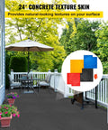 Outdoor patio with Concrete Texture Skin Mats Set 24x24 Inch Polyurethane Stamping Mats Slate Texture visible.