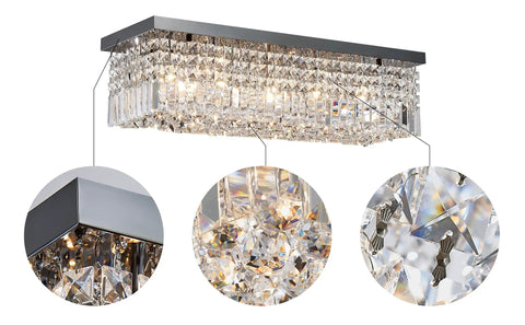 Showstopping Five Light K9 Crystal Chandelier Pendant Ceiling Light With Island Design shown with close-up crystal details