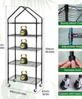 Four Tier Indoor Mini Greenhouse With Grow Lights 32W Full Spectrum Plant Light With Timer, metal adjustable shelves, wheels.