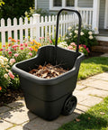 Heavy Duty 15 Gallon Rolling Garden Cart With Retractable Handle And 7 Inch Wheels For Outdoor Yard Work filled with leaves