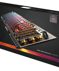 Premium Mechanical Gaming Keyboard Delivers A Sick Performance With A Durable Skeletal Steel Frame Buttery Smooth Keys And Epic Rgb Backlighting For Gamers Seeking A Truly Fire Setup, displayed in a sleek black packaging with RGB lighting.