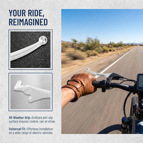 Super Cool Lurrose 2 Pack Electric Scooter Brake Levers Swap The Old Left And Right Disc Brake Handles For Universal Fitment On Your Mountain Bike Or Kick Scooter With Easy Install And Sleek Silver Finish, silver lever on handlebar