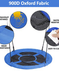 40 Inch Flying Saucer Tree Swing for Backyard Fun, showing waterproof Textilene fabric and durable steel frame with adjustable ropes