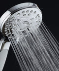 High Pressure 6 Setting Luxury Handheld Shower Head With Extra Long 6 Foot Stainless Steel Hose Anti Clog Jets And Chrome Finish