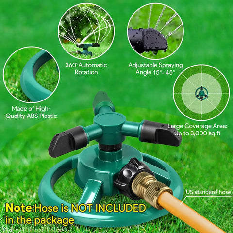 Rotating Yard Sprinkler For Lawn And Garden, Awesome Wide Coverage Water Sprinkler With Dual Modes, Adjustable Arc