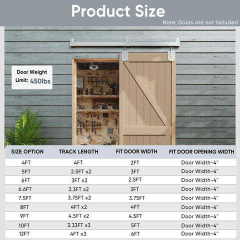 4 Ft Box Rail Exterior Barn Door Hardware Kit Heavy Duty Silver Sliding Track System For Wall Mounted Doors Not Included