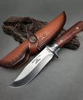 M390 Fixed Blade Hunting Knife With Wood Handle Full Tang Survival Knife Leather Sheath Built For Rugged Outdoor Camping Bushcraft And Beast Mode Wilderness Tasks No Cap