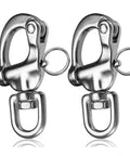 Heavy Duty 316 Stainless Steel Snap Shackle With Quick Release Carabiner For Sailboat Rigging Halyard Swivel Shackle Marine Boat Hardware 2-3/4 Inch Pair, showing two snap shackles connected with quick release feature.