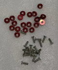 Red Billet Aluminum Fender And Bumper Washer Bolt Kit For Engine Bay Dress Up 20 Pack on textured surface