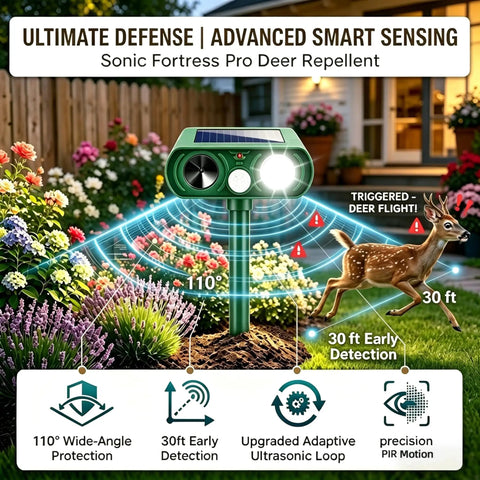 Solar Ultrasonic Animal Deterrent 4 Pack With Motion Sensor And Strobe Light Waterproof Outdoor Yard Defender for deer in garden