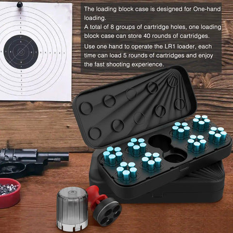Five Shot Revolver Speed Loader For 38 Special And 357 Magnum Quick Reload Block Fits Smith And Wesson includes ammo block.