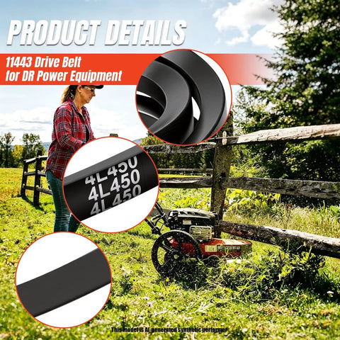 Replacement 45 Inch Drive Belt For Trimmer Mower And DR Power Equipment Heavy Duty Built To Last Wear Resistant Oil And Heat Resistant Belt Durable Outdoor Tool Part For Smooth Operation And Long Lasting Performance. 1/2 in x 45 in belt