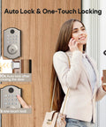 Legit Heavy Duty Fingerprint Door Lock For Front Door Storing 100 Fingerprints 50 Pin Codes And Two Spare Keys Smart Keyless Entry showcasing auto lock feature.