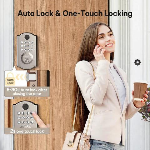Legit Heavy Duty Fingerprint Door Lock For Front Door Storing 100 Fingerprints 50 Pin Codes And Two Spare Keys Smart Keyless Entry showcasing auto lock feature.