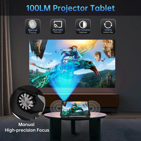 Badass Rugged 5G Tablet Packing Built In Projector And Smooth Android 15 Operating System displaying 100LM projection in living room.