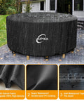 Heavy Duty Round Patio Table Cover Waterproof UV Resistant No Tears No Fading Fits 62 Inch Diameter Tables Up To 28 Inch High Outdoor Furniture Shield For All Seasons under rain
