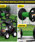 Heavy Duty Built To Last 100Ft Three Eighths Inch NPT Pressure Washer Hose Reel With Swivel Arm Steel Wall Mount Bracket 4000 PSI